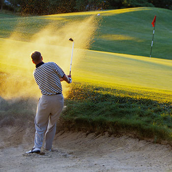 In the sand bunker